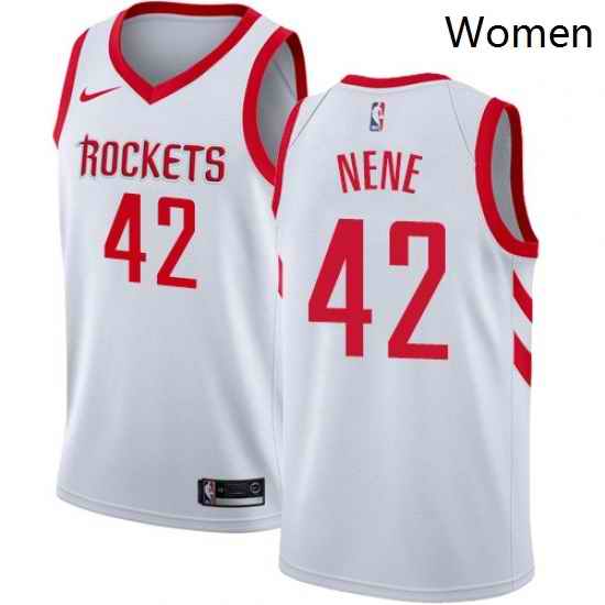 Womens Nike Houston Rockets 42 Nene Authentic White Home NBA Jersey Association Edition